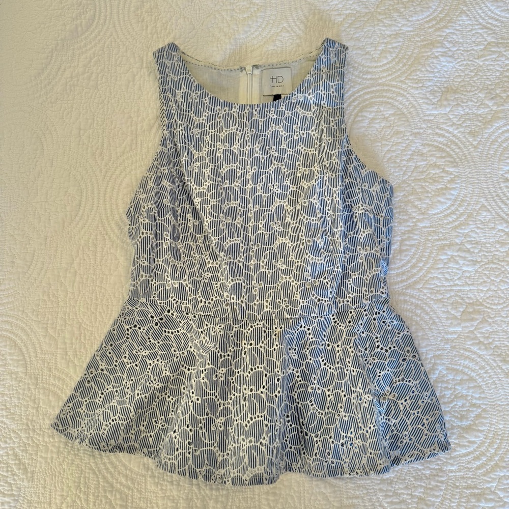 HD in Paris Blue and White Women's Peplum Top